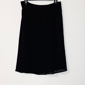 Oscar de la Renta Black Lined Skirt Women’s Sheer Midi Skirt with Belt Size 6